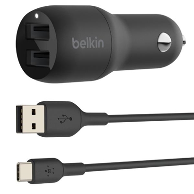Belkin CCE001BT1MBK Dual Car Charger 1M A-C 24W Blk - Tipología Específica: Cargador De Baterï¿Œa Para El Coche; Material: Plástico; Color Primario: Negro; Color Secundario: Ningún Color Secundario; Tipo Conector 1: Usb - Type A; Peso: 0 Gr