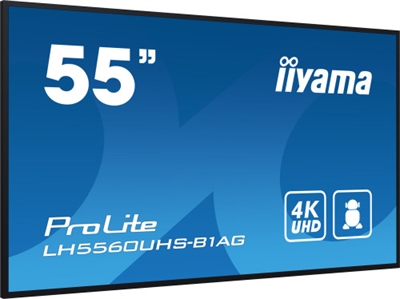 Iiyama LH5560UHS-B1AG iiyama PROLITE. Diseño de producto: Pizarra de caballete digital. Diagonal de la pantalla: 139,7 cm (55), Tecnología de visualización: LED, Resolución de la pantalla: 3840 x 2160 Pixeles, Brillo de pantalla: 500 cd / m², Tipo HD: 4K Ultra HD. Wifi. Horas de funcionamiento (horas/días): 24/7. Sistema operativo instalado: Android 11. Color del producto: Negro