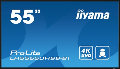 Iiyama LH5565UHSB-B1 iiyama LH5565UHSB-B1. Diseño de producto: Diseño de quiosco. Diagonal de la pantalla: 138,7 cm (54.6), Tecnología de visualización: LED, Resolución de la pantalla: 3840 x 2160 Pixeles, Brillo de pantalla: 800 cd / m², Tipo HD: 4K Ultra HD. Wifi. Horas de funcionamiento (horas/días): 24/7. Sistema operativo instalado: Android 11. Color del producto: Negro