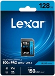 Lexar LSD0800P128G-BNNNG - LEXAR 128GB PROFESSIONAL 800X PRO SDXC UHS-I CARDS, UP TO 150MB/S READ 45MB/S WRITE C10 V3