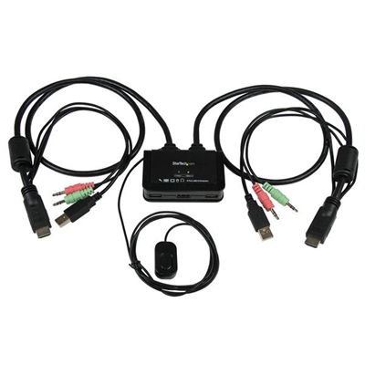 Startech SV211HDUA StarTech.com Conmutador Switch KVM 2 puertos HDMI USB Audio Mini Jack con Cables Integrados Sin Alimentación Externa - 1080p - Conmutador KVM / audio - 2 x KVM / audio - 1 usuario local - sobremesa