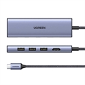 Ugreen 20956A - HUB 6 en 1 Ugreen CM511 20956A con USB-C - HDMI / 3x USB-A 3.0 / Lector de tarjetas SD/TF 